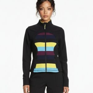 Lululemon Forme Black Colorful Stripes Logo Athletic Running Jacket 6